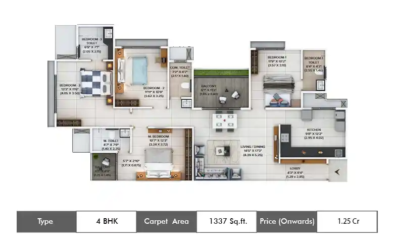 4 BHK-1337 Sq.ft.