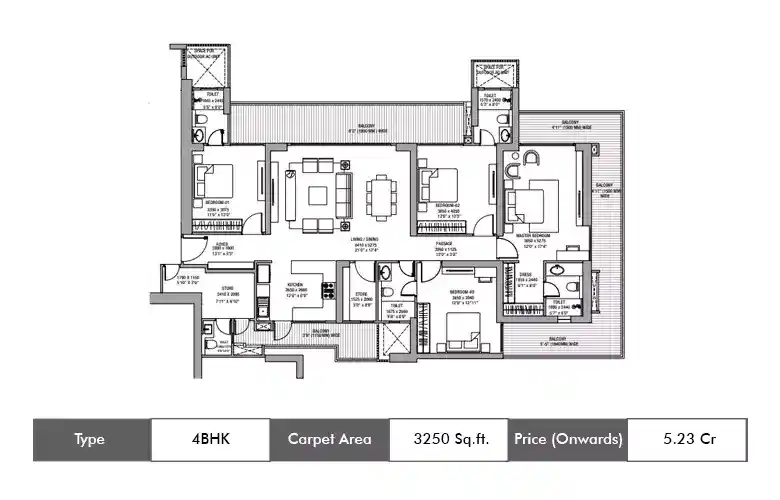 4 BHK-3250 Sq.ft