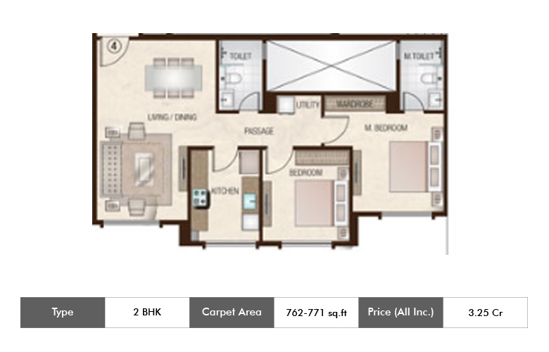 2 BHK-762-771 Sq.ft.