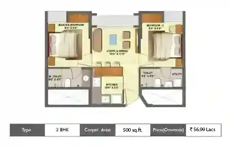 2 BHK-450-500 Sq. ft.