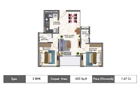 2 BHK 653 Sq.ft.